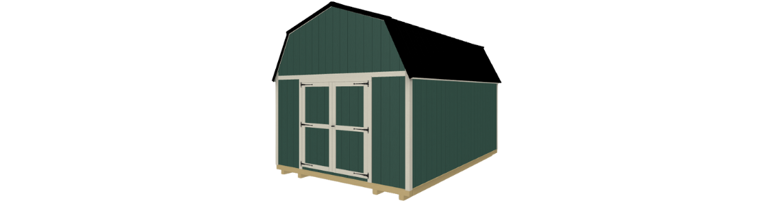 A Lofted Barn style portable building by Smart Shed which is a button to visit Lakeside Building Sales' Lofted Barn information page.
