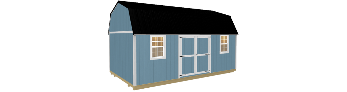 A Side Lofted Barn style portable building by Smart Shed which is a button to visit Lakeside Building Sales' Side Lofted Barn information page.